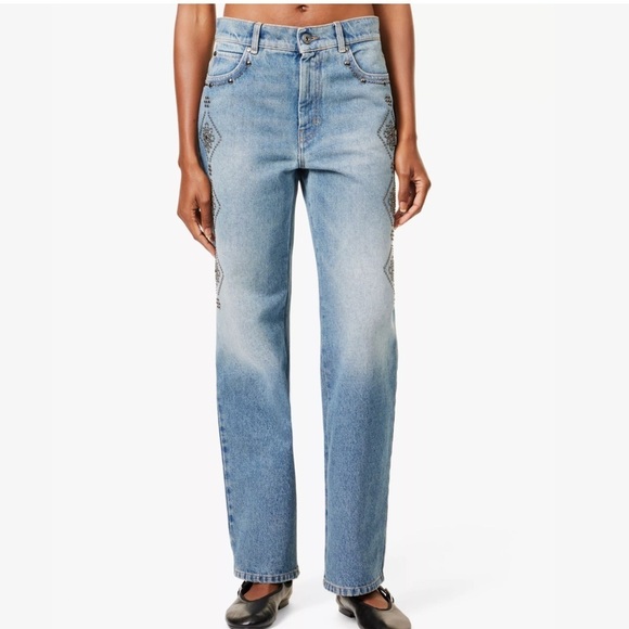 Weekend Max Mara x Joy Road Lucy Hale Gatti high rise straight stud jeans NWOT - Picture 12 of 12